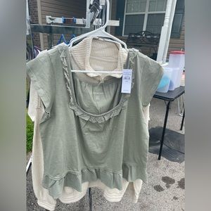 American Eagle Square neck green blouse